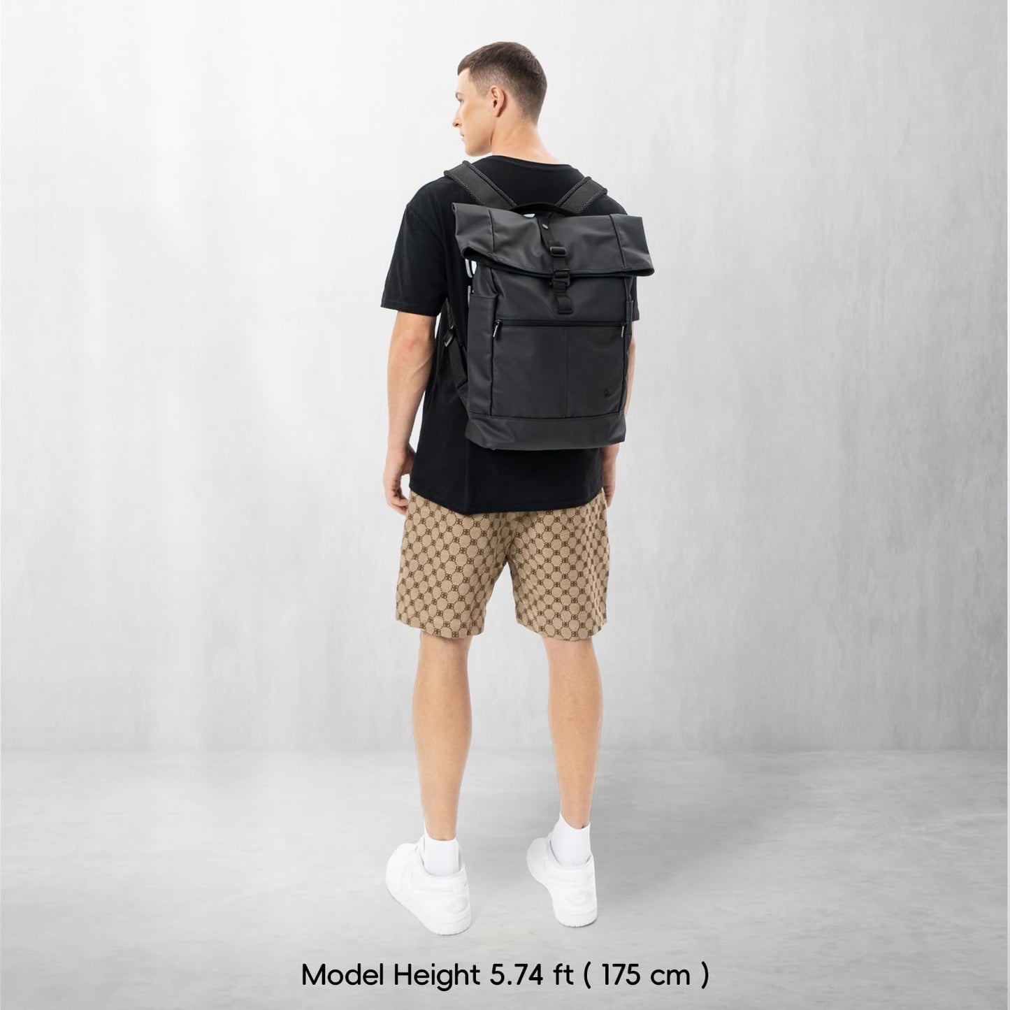 Rolltop Backpack for Adults, Water Resistant Expandable Daypack with Dedicated Compartment Fits 15.4” Laptops, Roll Top Back packs for Travel, Work Buisness, Commute, College & Carry-On Trips, Black