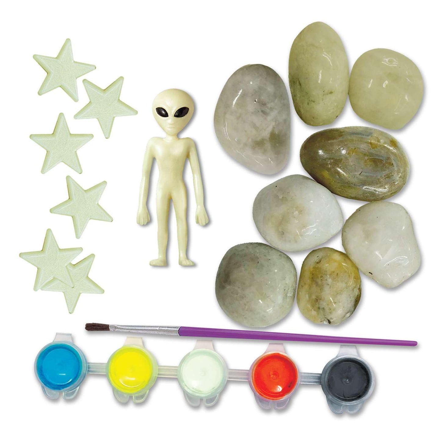 4M Glow-in-the-Dark Space Rock Painting Kit for Kids Ages 5-12 – Galaxy Garden Art Craft with Alien Figure, Glow Stars & Paint, Outdoor Night Glow Decoration Set, STEM Creative Activity
