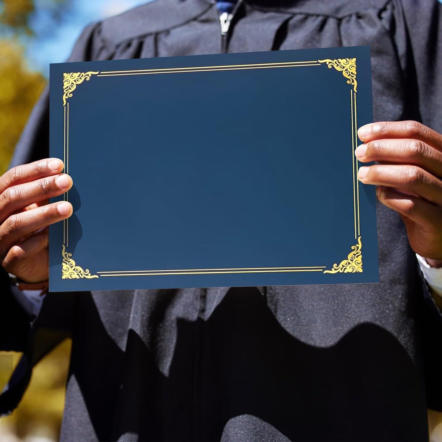 150 Pack Certificate Holders with Gold Foil Border Diploma Covers for Letter Size 8.5x11 Certificates, Awards, Graduation, and Document Papers,Cardstock (Navy Blue)