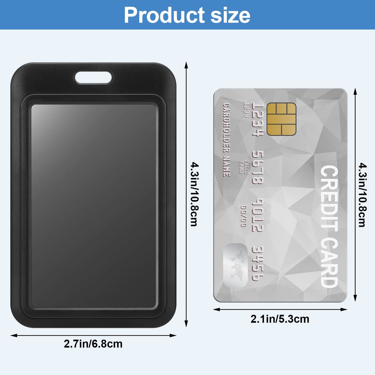 Eaasty 80 Pcs Hard Plastic ID Badge Holder Vertical Slide Open Card Case Black Name Tag Holders Badge Sleeve ID Case Protector with Clear Window for Nurses Office Credit Cards