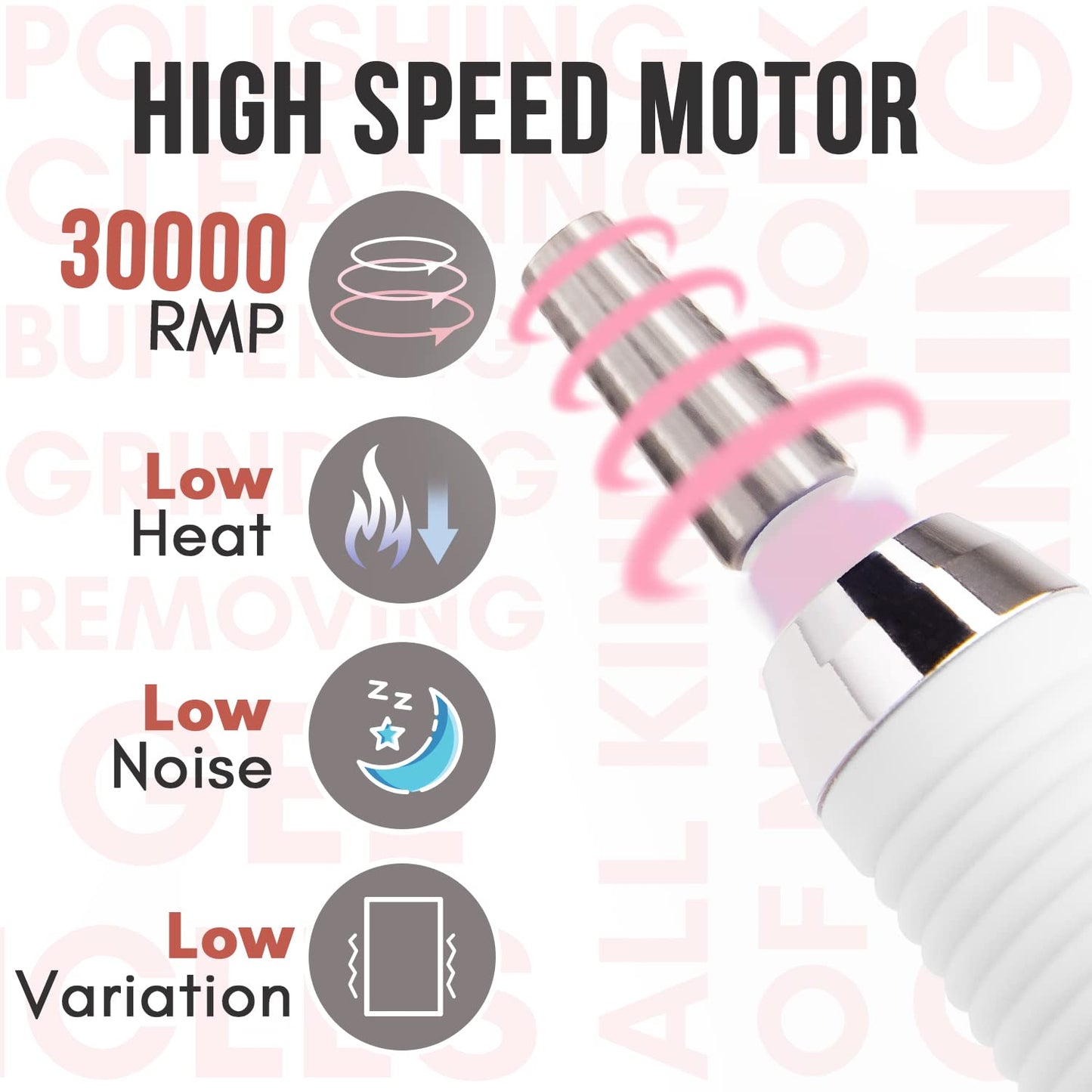 Makartt Nail Drill Professional, Rechargeable Nail E File 30000RPM Electric Nail Drill, Malory Pink Portable Gel Nail Remover Machine with Nail Drill Bits & Sanding Bands for Manicure Salon Home Use