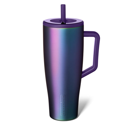 BrüMate Era 40 oz Tumbler with Handle and Straw | 100% Leakproof Insulated Tumbler with Lid and Flexible SoftSip Straw | Made of Stainless Steel | Cup Holder Friendly Base | 40oz (Dark Aura)