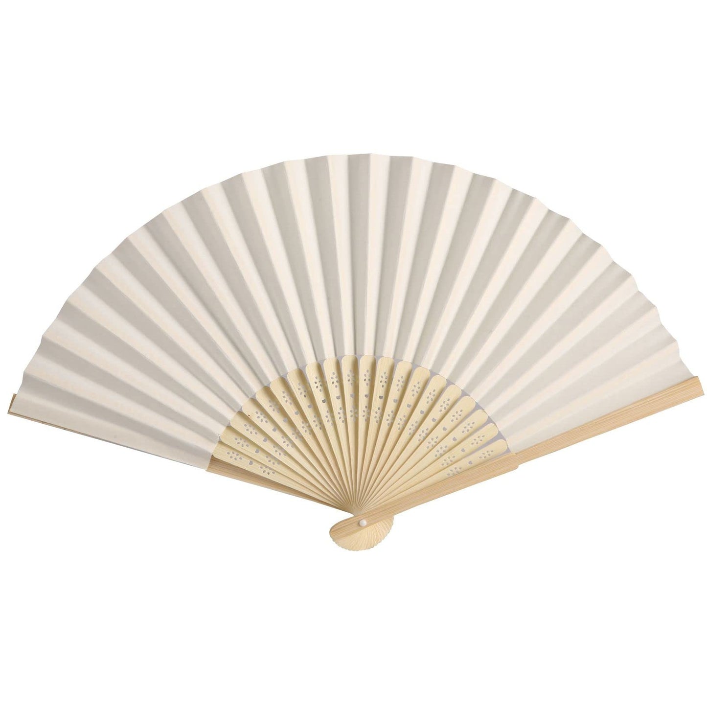 SL crafts 50pcs Paper Hand Fan with Organza Bags Bamboo Handheld Folding Fans DIY Decorative Wedding Party Favors (Cream)
