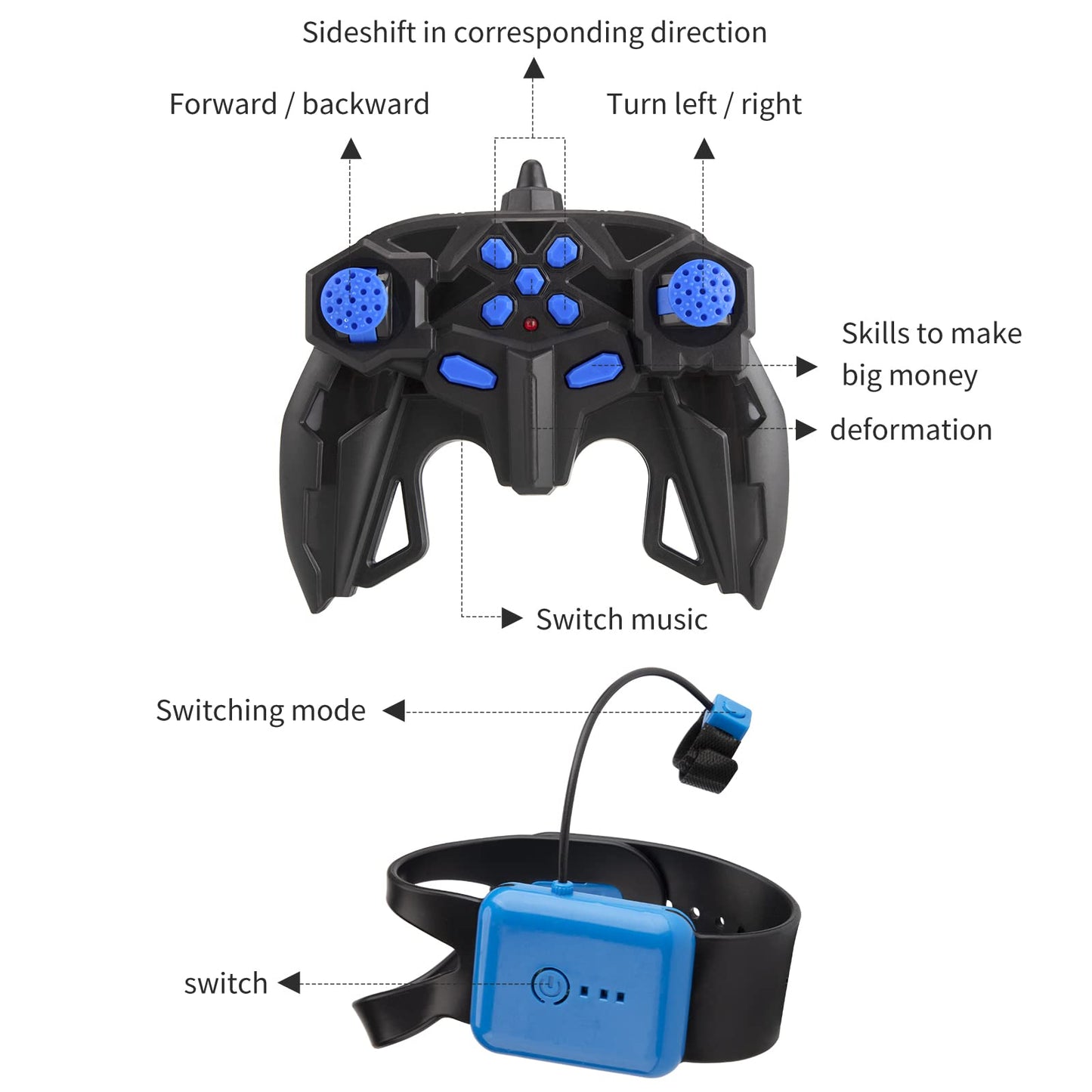 Jovow 1:12 RC Stunt Car, 2.4GHz 4WD Remote Control Gesture Sensor Toy Cars, Double Sided Rotating Off Road Vehicle 360° Flips with Lights Music, Toy Cars for Boys & Girls Birthday