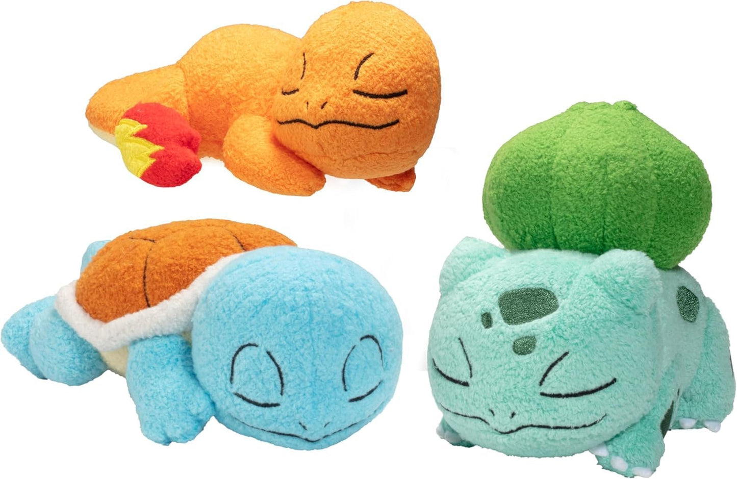 Pokémon 5" Sleeping Squirtle, Charmande, Bulbasaur Starter Plush 3-Pack - Officially Licensed - Authentic Soft Stuffed Animal Toy - Great Gift for Kids, Boys, Girls