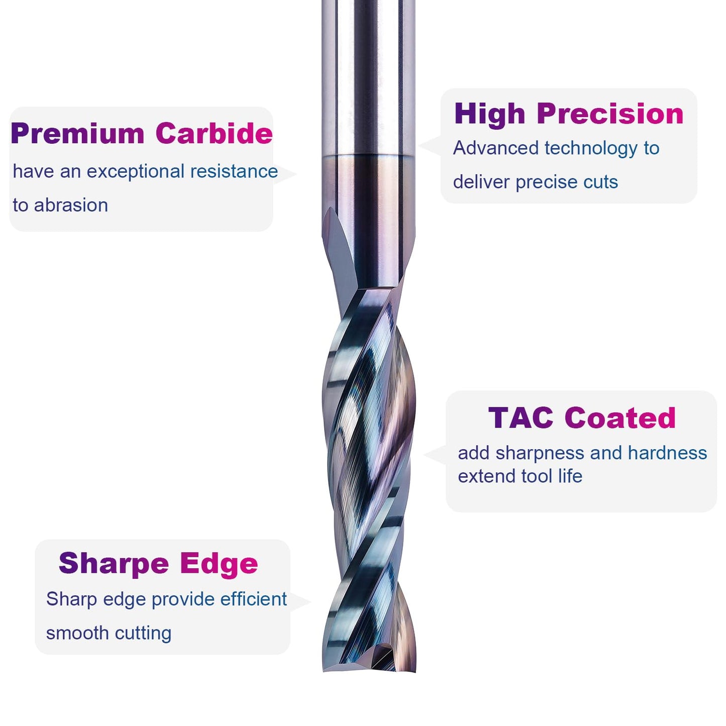 SpeTool Spiral Upcut Router Bit 1/2 Inch Shank with Extra Long Life Coating, Carbide CNC Router Bits End Mill for Wood Mortises Carving Engraving