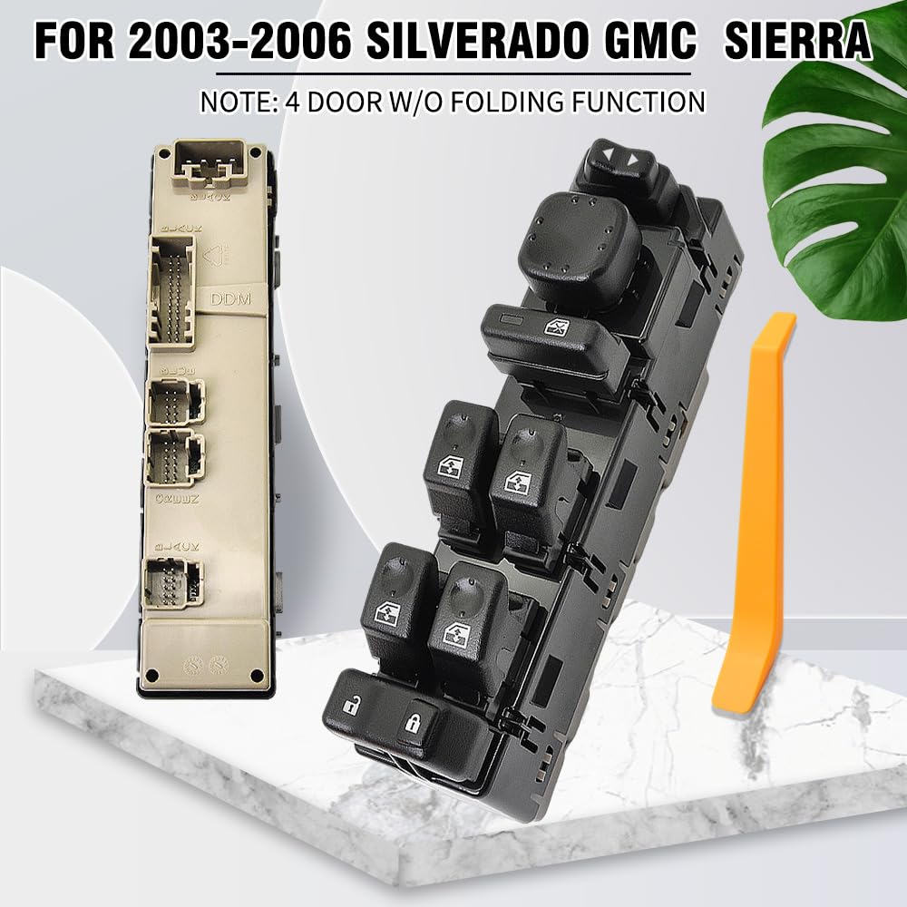 15883323 Front Driver Door Window Control Switch Compatible with 2003-2007 Chevrolet Avalanche Silverado Suburban Tahoe Cadillac Escalade Gmc Sierra, Replace # DWS-220