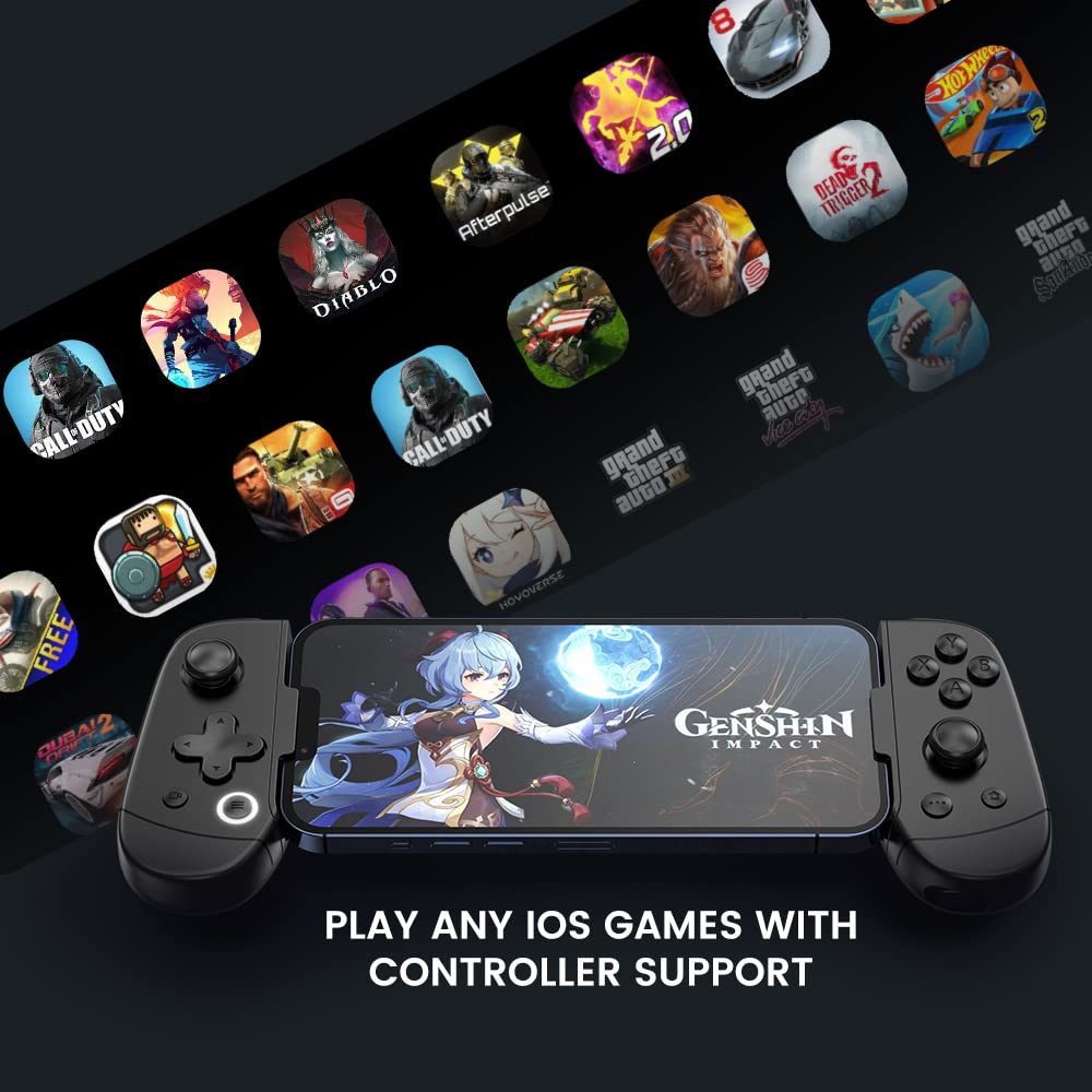 leadjoy M1B Mobile Game Controller for iPhone (Lightning) - Play Xbox, GeForceNOW, Genshin Impact, Diablo Immortal, Call of Duty, Apex- Passthrough Charging- Ultra Low Latency