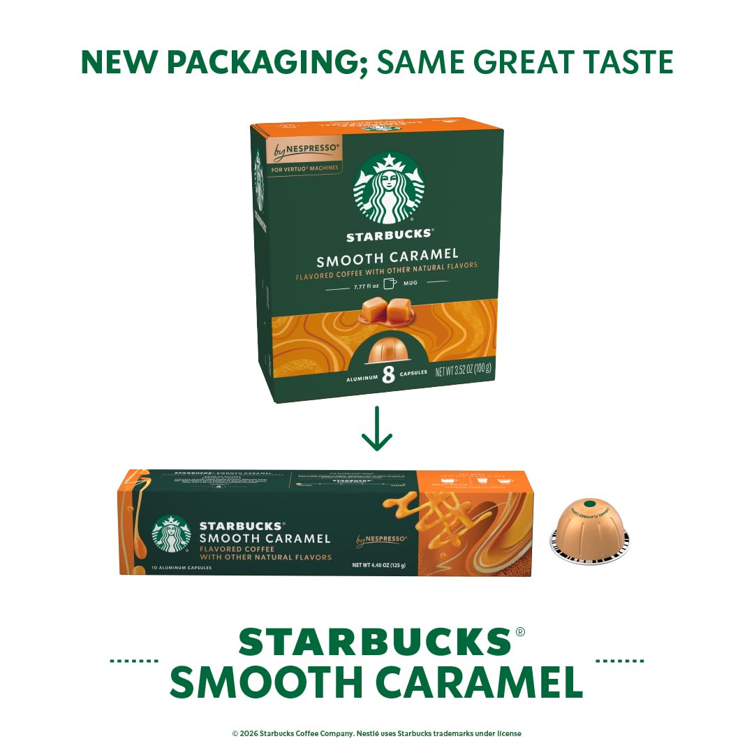 Starbucks by Nespresso Vertuo, Caramel Flavored Coffee, 30-count Coffee Pods, Brews 7.8 oz.