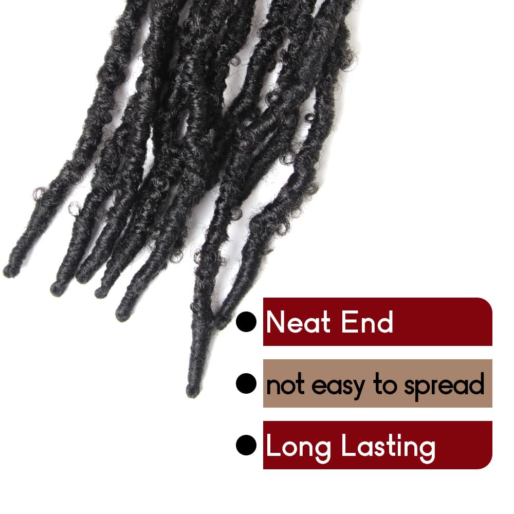 30 Inch Light Weight Butterfly Locs Crochet Hair 8 Packs Long Black Distressed Butterfly Faux Locs Crochet Hair, 1B