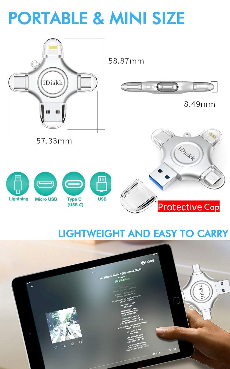 256GB【App-le Certified for iPhone 15 &16 Series】 iDiskk FLASHDRIVE 256GB USB C Thumb Drive Photo Stick for iPhone iPad Android Samsung Flash Drive for iPhone15/14/13/12/12 pro/12 Mini Storage Booster