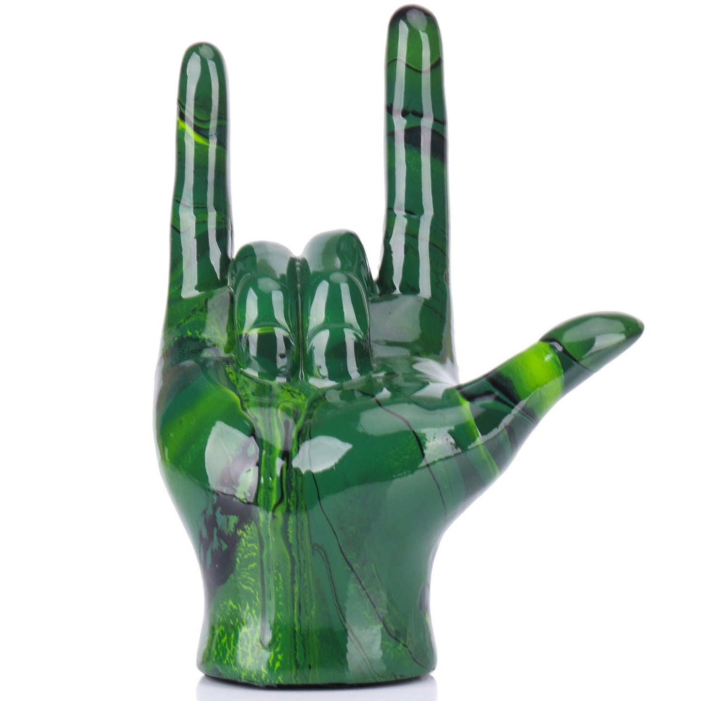 Emerald Green Hand Gesture Decor Statue,Modern Art Home Decor Accent I Love You Sign Language,Objects Gifts for Couples Bedroom Coffee Table Centerpiece,Countertop,Desktop,Bookshelf