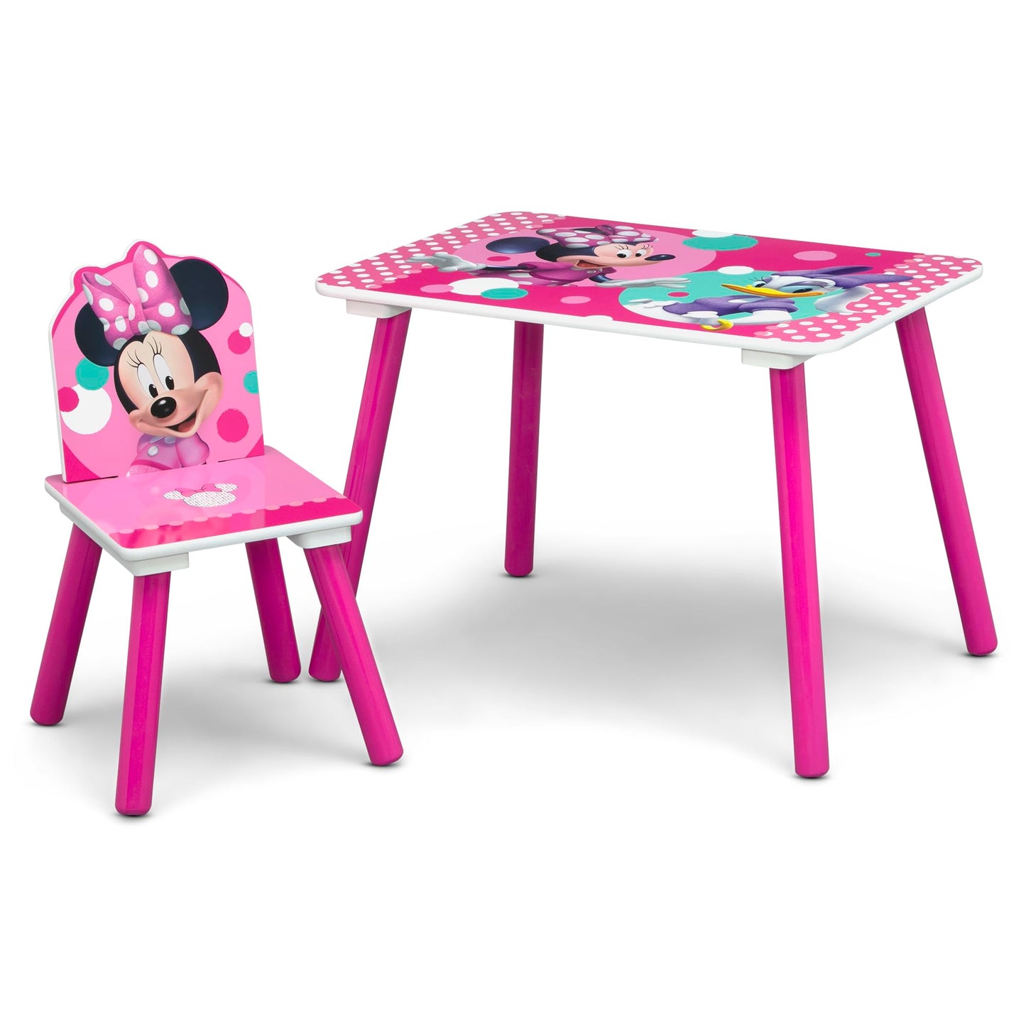 Delta Children Disney Minnie Mouse 3-Piece Toddler Playroom Set– Includes Table, Chair and Toy Box, Pink