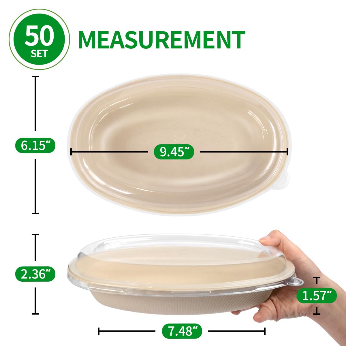 bloomoon 28 oz Oval Disposable Food Containers with Lids 50 Pack,Chipotle Style Bowl Oval with Lid Meal Prep Containers Disposable for Salad,Nacho,Taco,Lunch (50 Bowls 50 Lids)