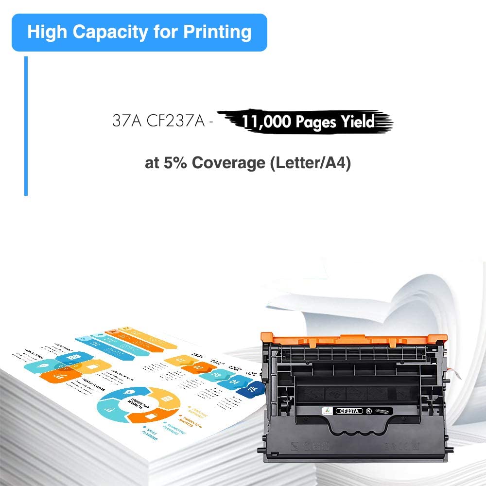 TRUE IMAGE Compatible Toner Cartridge Replacement for HP 37A CF237A 37X Work for Enterprise M607n M608dn M609 M608n M607dn M608x M609x MFP M632 M631 M631h M633fh Printer (Black, 1-Pack)