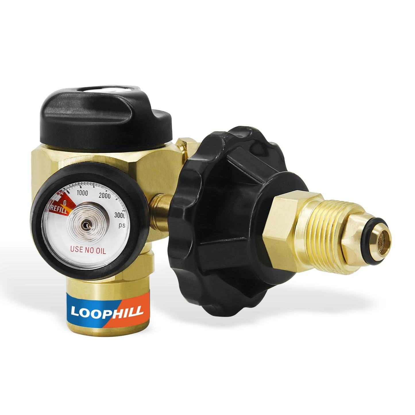 LOOPHILL VN-500 Nitrogen Purging Regulator w/500PSI - 4-Position Flow Control (TST/PRG/BRZ/OFF), Heavy-Duty Brass Body for Leak Testing & Welding Protection