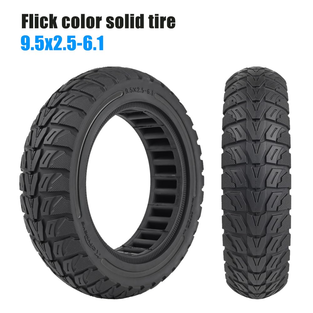 9.5x2.5-6.1 Off-Road Solid Tire Replacement for NIU KQi3 Pro/Max/Sport Scooter - Puncture-Free, Hassle-Free Maintenance - Anti-Skid, Shockproof 9.5 x 2.50 inch Tubeless Tire (Black 2Pcs)