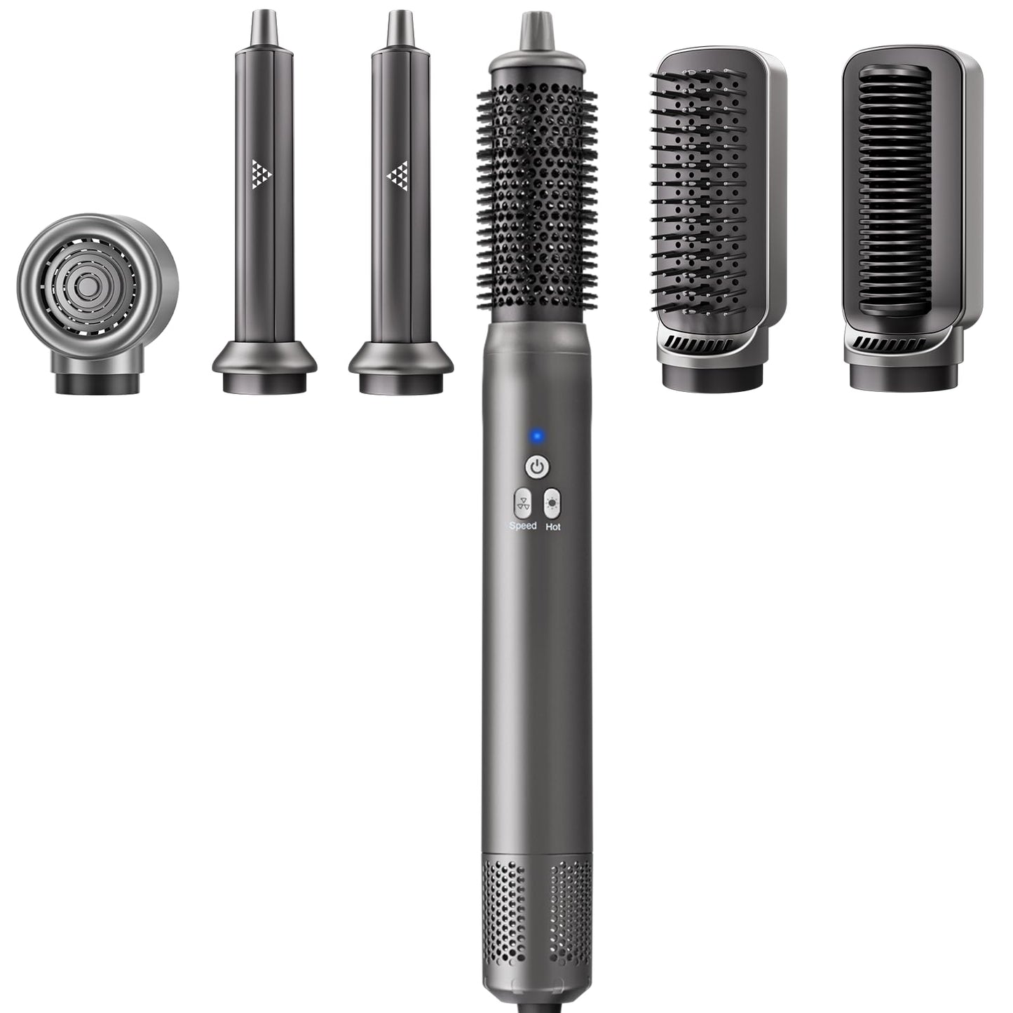6 in 1 Air Styling & Drying System, Powerful High Speed Hair Dryer Brush & Multi-Styler with Auto Wrap Curlers,Hair Straightener Brush,Round Volumizing Brush,Soft Smoothing Brush