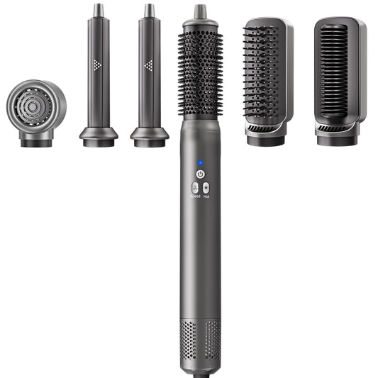 6 in 1 Air Styling & Drying System, Powerful High Speed Hair Dryer Brush & Multi-Styler with Auto Wrap Curlers,Hair Straightener Brush,Round Volumizing Brush,Soft Smoothing Brush