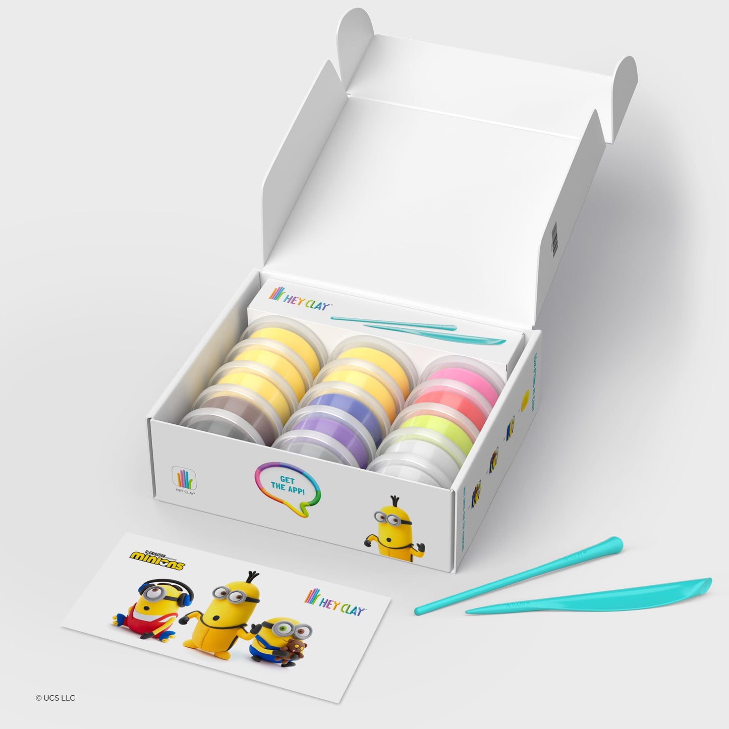 HEY CLAY Despicable Me Minions Set - Colorful Modeling Air Dry Clay for Kids - Air Dry Clay Kit 15 Cans and Sculpting Tools with Fun Interactive Instructions App - Age 3 and up