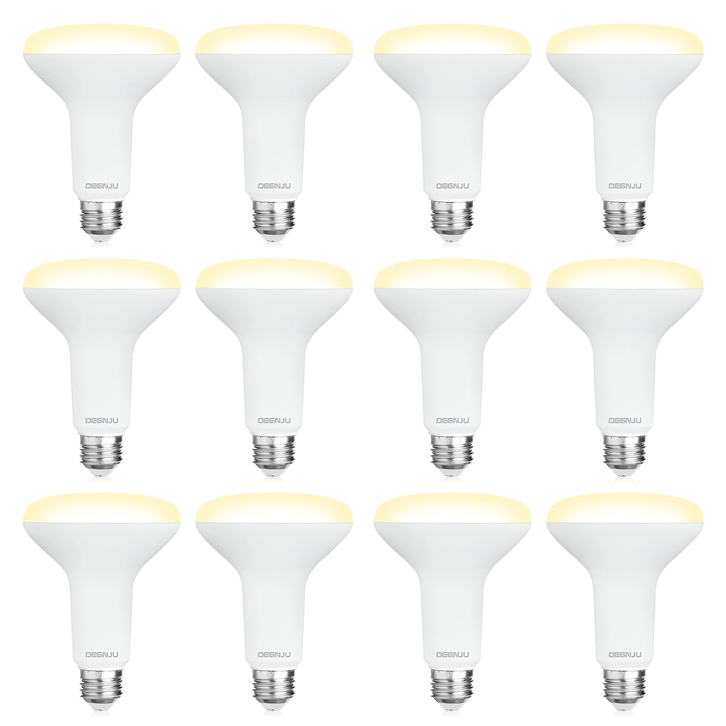 DEGNJU 12 Pack BR30 LED Recessed Light Bulb, Dimmable Indoor Flood Light Bulbs CRI80 7W Equivalent 65W 2700K Soft White 650 Lumens, 15000 Lifetime Hours E26 Base LED Can Light Bulb, Flicker-Free