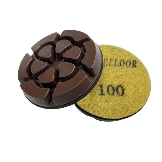 3 Inch Hybrid Diamond Polishing Pucks for Concrete Terrazzo Floor, Hook and Loop Transitional Grinding Pads,100# 9PCS
