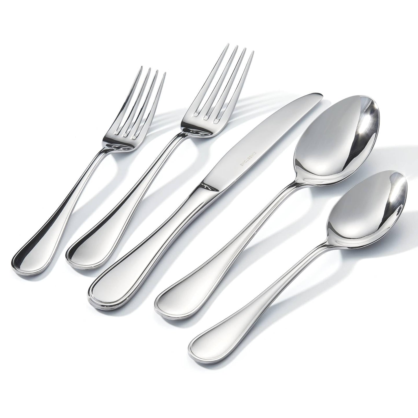 KINGSTONE 40 Piece Teardrop Silverware Set for 8, 18/10 Stainless Steel Flatware Set, Modern Design Cutlery Set for Home/Hotel/Wedding,Mirror Polished and Dishwasher Safe