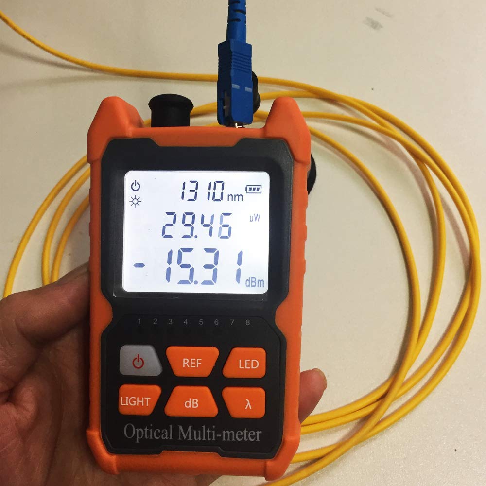 D YEDEMC Fiber Optic Cable Tester - Portable Optical Fiber Power Meter with Universal FC/SC/ST Interface and Built-in 2Mw Visual Fault Locator (OPM-VFL-1)