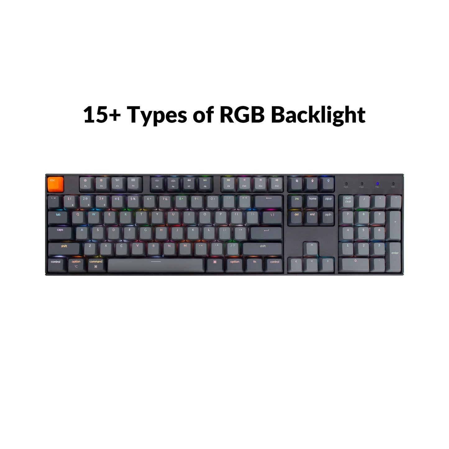 Keychron K10 Full Size Layout RGB Backlit Hot-Swappable Mechanical Gaming Keyboard for Mac Windows, Multitasking 104-Key Bluetooth Wireless/USB Wired Computer Keyboard with Gateron G Pro Brown Switch