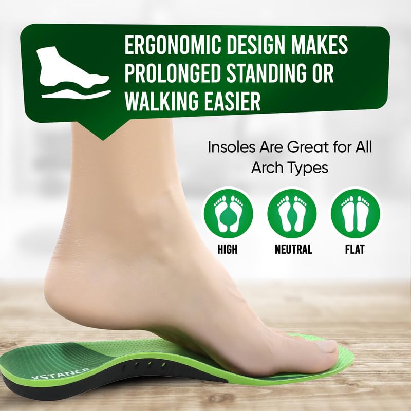 XSTANCE Insoles for Shoes and Work Boots | Plantar Fasciitis Relief & Arch Support | Orthotic Inserts for Men & Women | Relieve Foot Pain | Anti-Fatigue Good for 200+ lbs (8-10 Men / 9-11 Women)