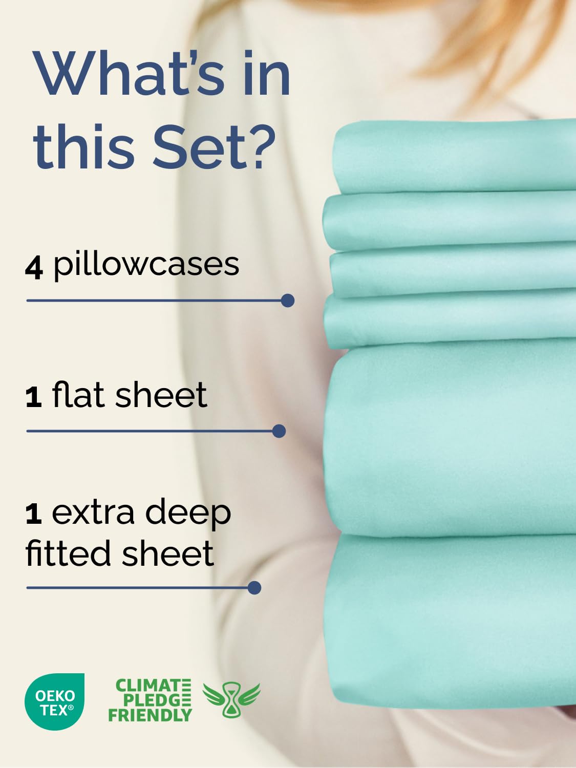 Extra Deep King Sheet Set - 6 Piece Breathable & Cooling Sheets - Hotel Luxury Bed Sheets Set - Easy & Secure Fit - Soft, Wrinkle Free & Comfy Sheets Set - Spa Blue Sheet Set with Extra Deep Pockets