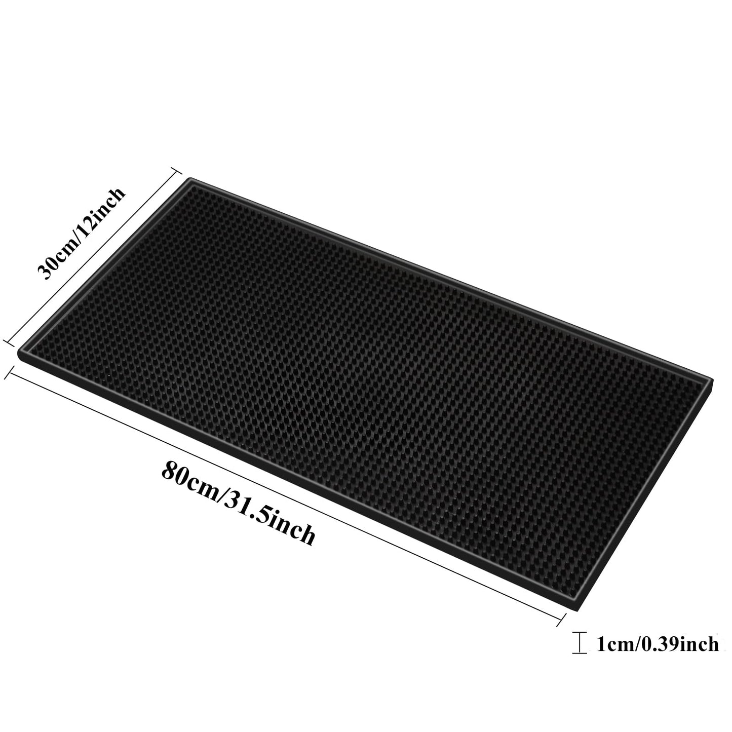 4 Pack Bar Mat, Dish Drying Mat, Large 31.5in x 12in Rubber Thick Durable Service Bar Mat for Home Kitchen Countertop Mat, Espresso Coffee Bar Mat, Black
