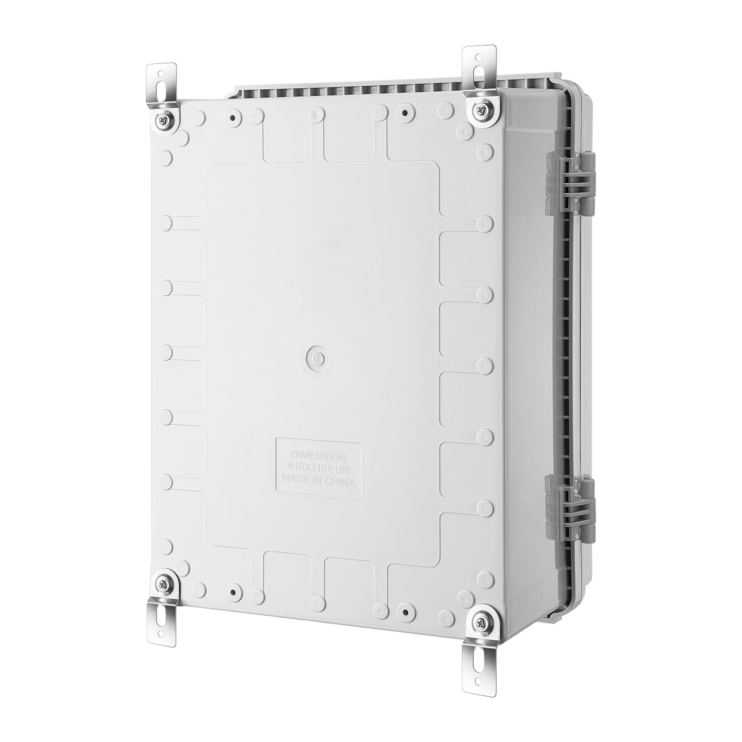 Gratury Junction Box, IP67 Waterproof Plastic Enclosure for Electrical Project, Hinged Grey Cover, Includes Mounting Plate and Wall Bracket 410×310×180mm (16.1"x12.2"x7.1")