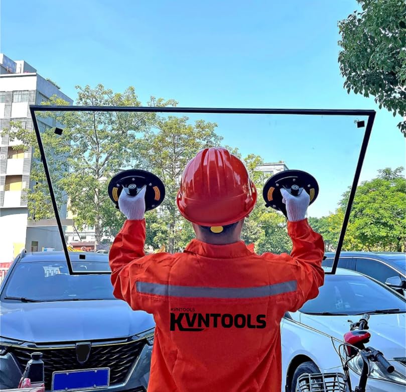 KVNTOOLS 2 Pack 880 lbs Load 8" Double Thickness Glass Suction Cups to Lift Large Glass,8" Vacuum Glass Suction Cup with Pressure Gauge,Tile Suction Cup,Glass Suction Cups,Vacuum Glass Cup