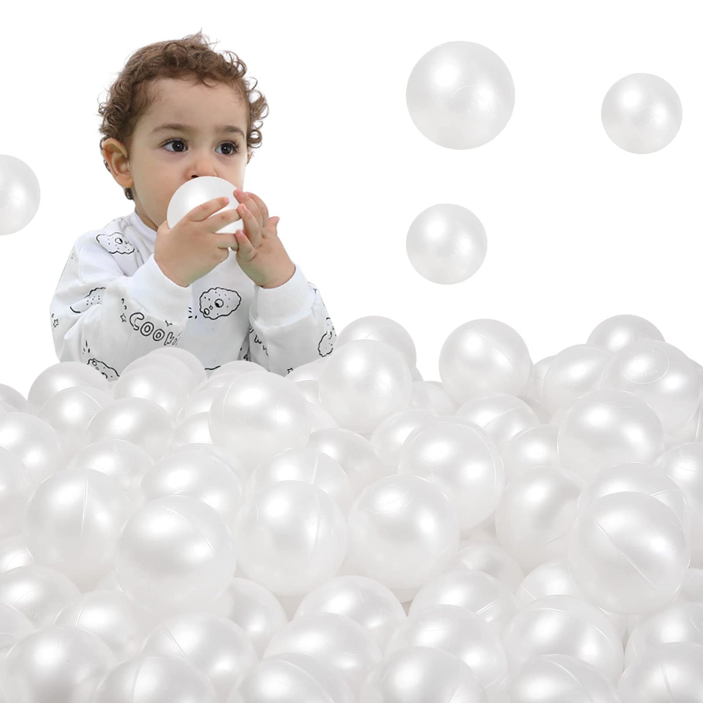 STARBOLO Ball Pit Balls - 2.75inches - Crush Proof Plastic Children's Toy Balls Macaron Ocean Balls Play Balls for Birthday Party Games Pool (Pearl White).