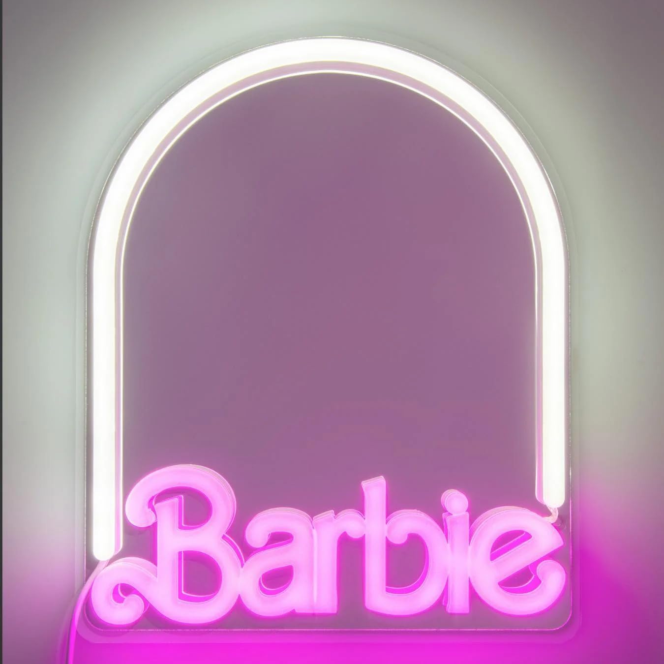 Paladone Barbie LED Neon Light Up Wall Mirror, Officially Licensed Mattel Home & Bedroom Décor for Girls, Teenagers, Women, Pink USB Powered Lamp