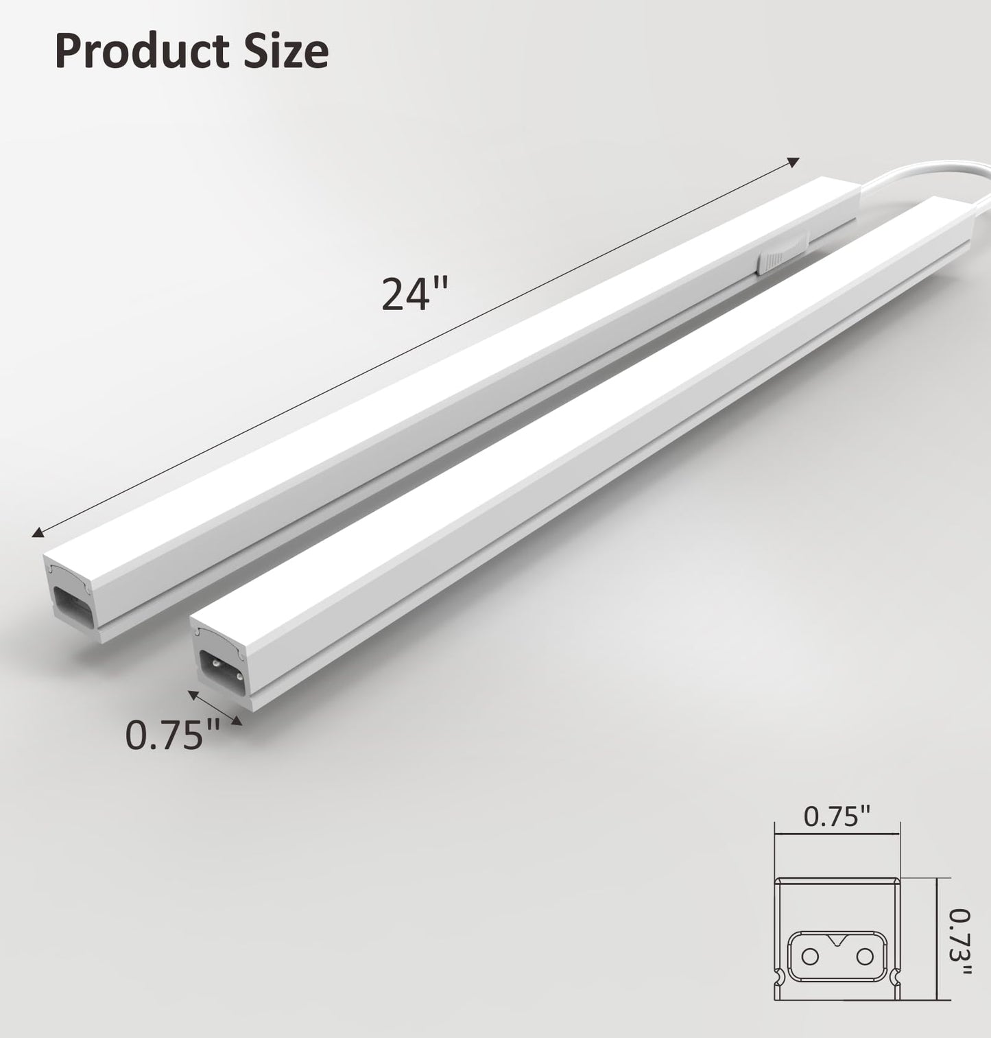 Leetdud Under Cabinet Lighting Plug in, 24 Inch 2 Pcs, Linkable AC120V 3CCT 3000K/4000K/5000K Ultra Slim, LED Under Cabinet Lights for Counter Light, Kitchen, Shelf, Sink, Workshop, Desk, White