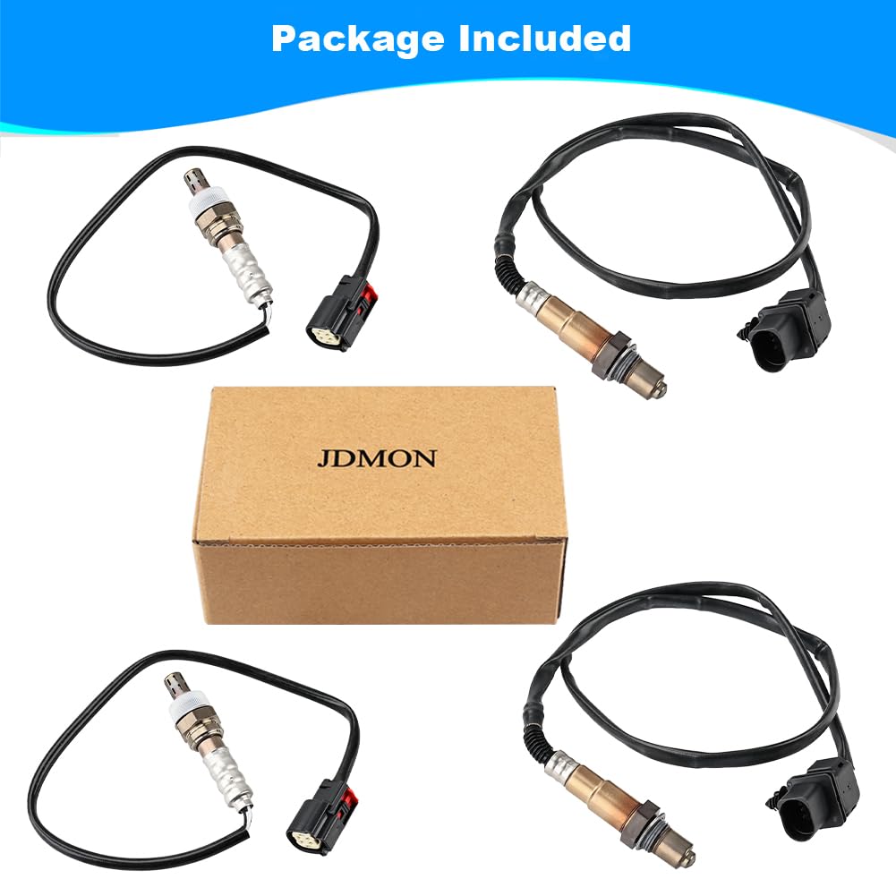 JDMON 4PCS O2 Oxygen Sensor Upstream & Downstream Replacement for Ford F150 V6 3.5L 2011-2014 Turbocharged Compatible with 234-5076, 234-5113, 234-4490, 8F9Z9F472E, 8F9Z9F472B, BE5Z9G444A