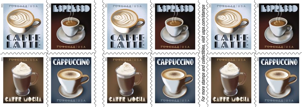 Espresso Drinks US Postage Stamps - Booklet of 20