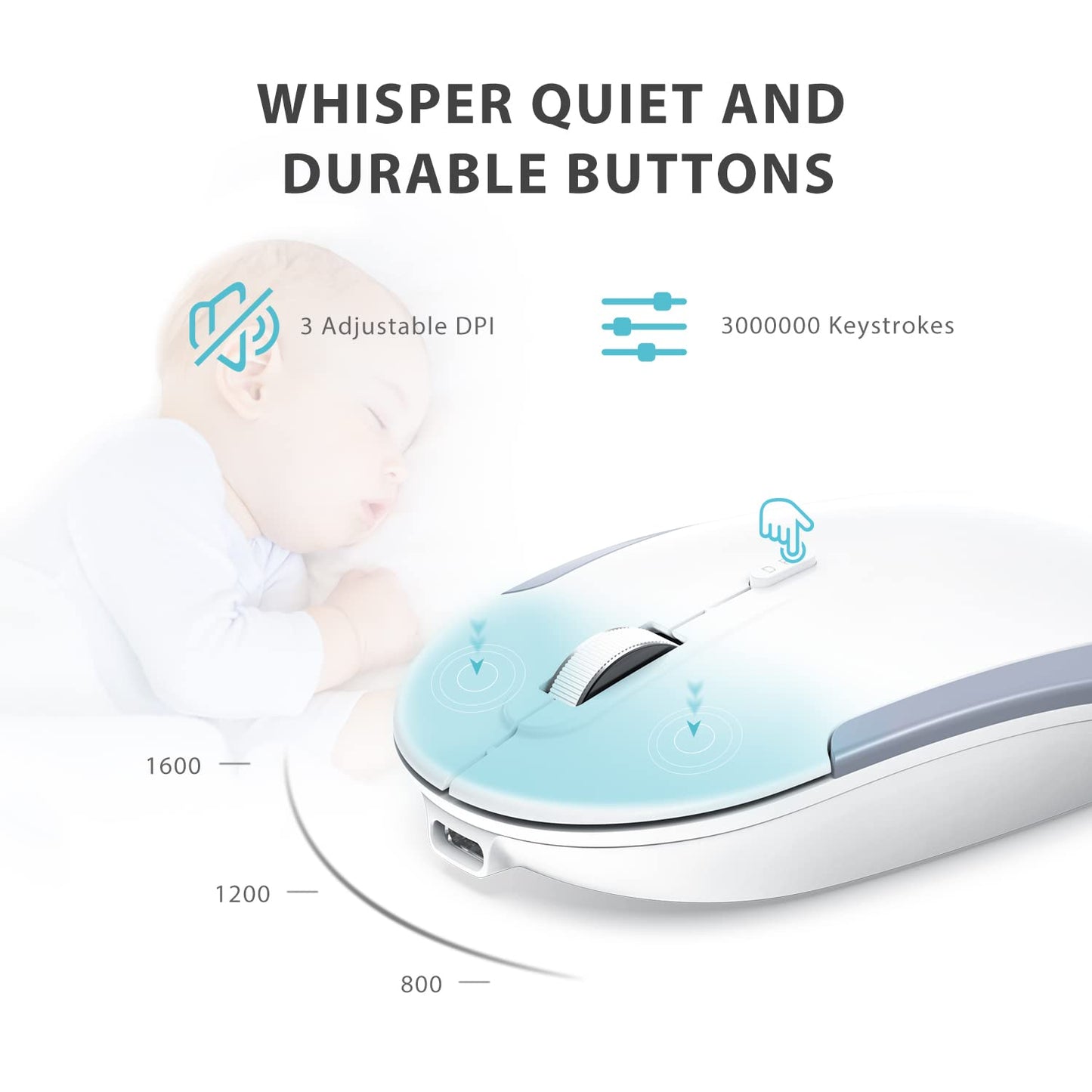 iClever Wireless Keyboard and Mouse, GK08 Wireless Keyboard Mouse Combo, Ergonomic, Quiet, Full Size Design with Number Pad, 2.4G Connection Slim Mac Keyboard and Mouse for Windows Mac OS Computer