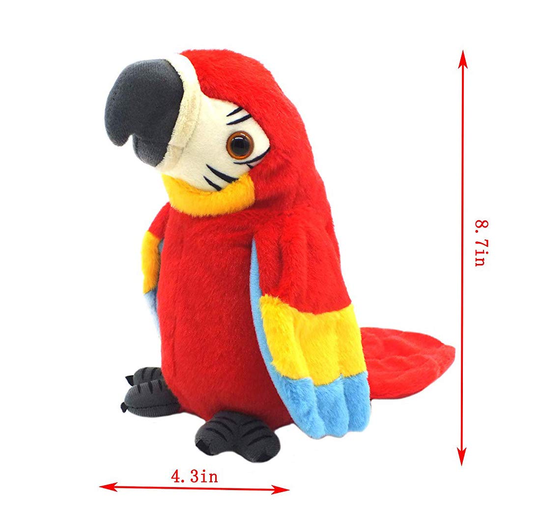 QDD Talking Parrot Repeats What You Say Mimicry Pet Toy Plush Buddy Children Gift (Red)