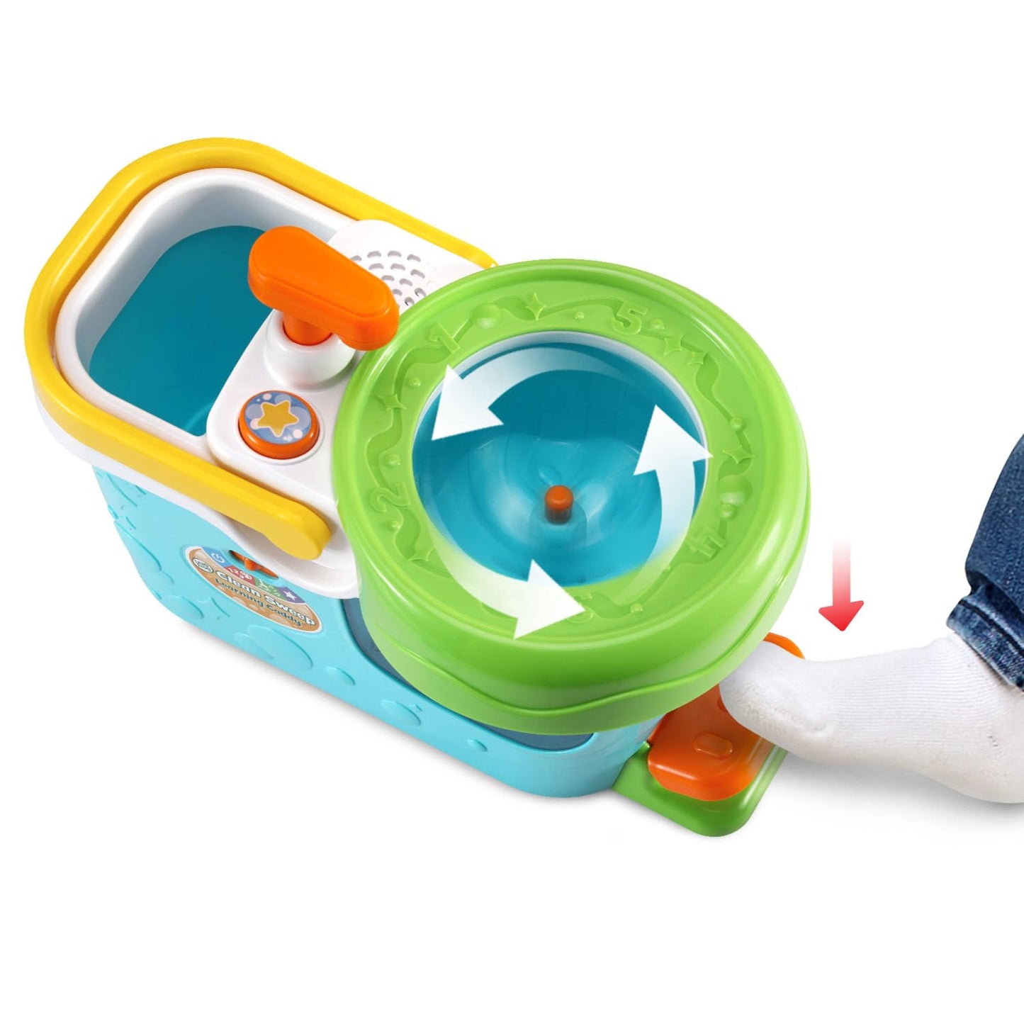 LeapFrog Clean Sweep Learning Caddy, Kids Mop and Broom Cleaning Toy Set for Ages 3-5, Blue