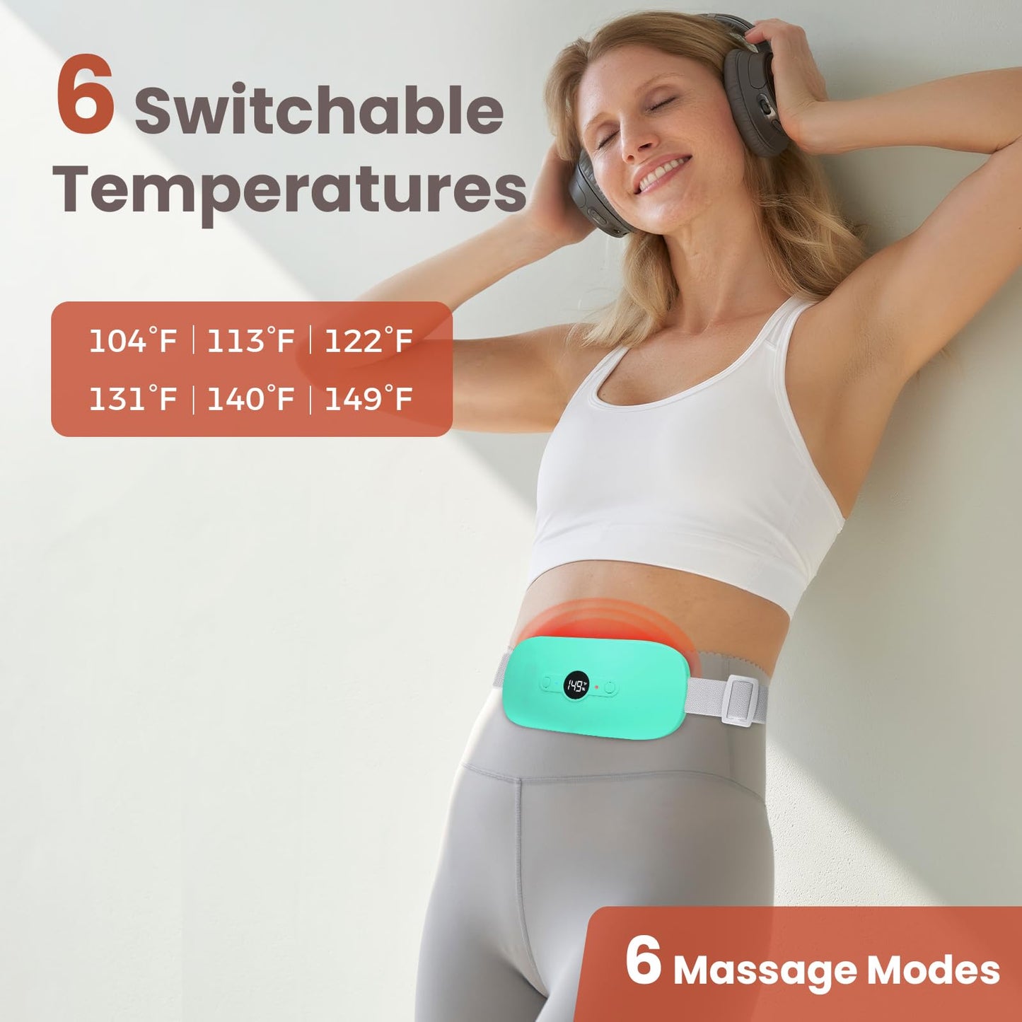 NOWWISH Heating Pad for Period Cramps Pain Relief, Portable Electric Cordless Menstrual Heating Pad Rechargeable with 6 Heat Levels and 6 Massage Modes, Valentines Day Gifts for Her Women Girls, Green
