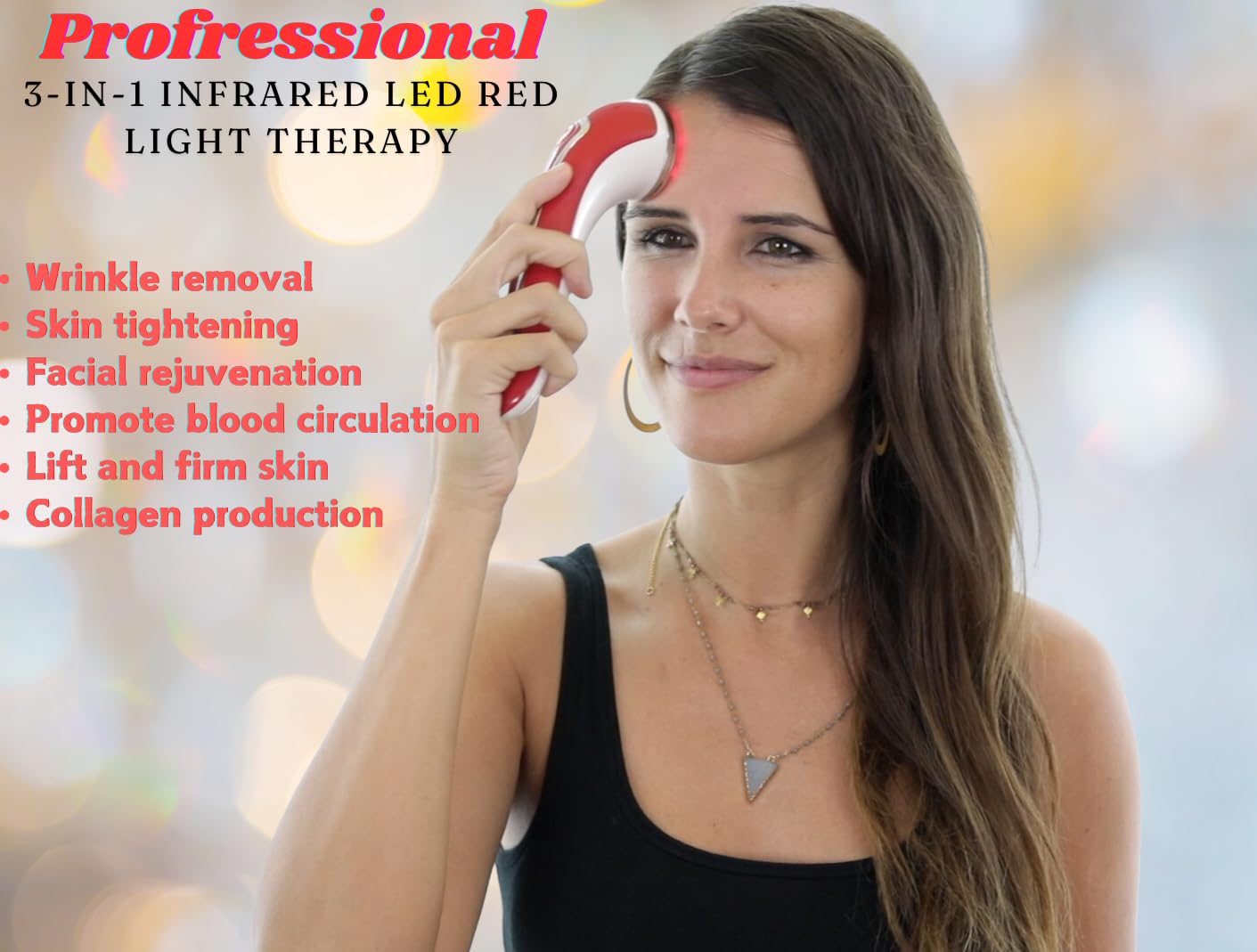 Helios X Red Light Therapy for Face 3-in-1 Infrared LED Light Therapy & Thermal Heating Facial Rejuvenation Massager Device for Anti-Aging, Improve Wrinkles, Texture/Age Spots Facial Light Therapy