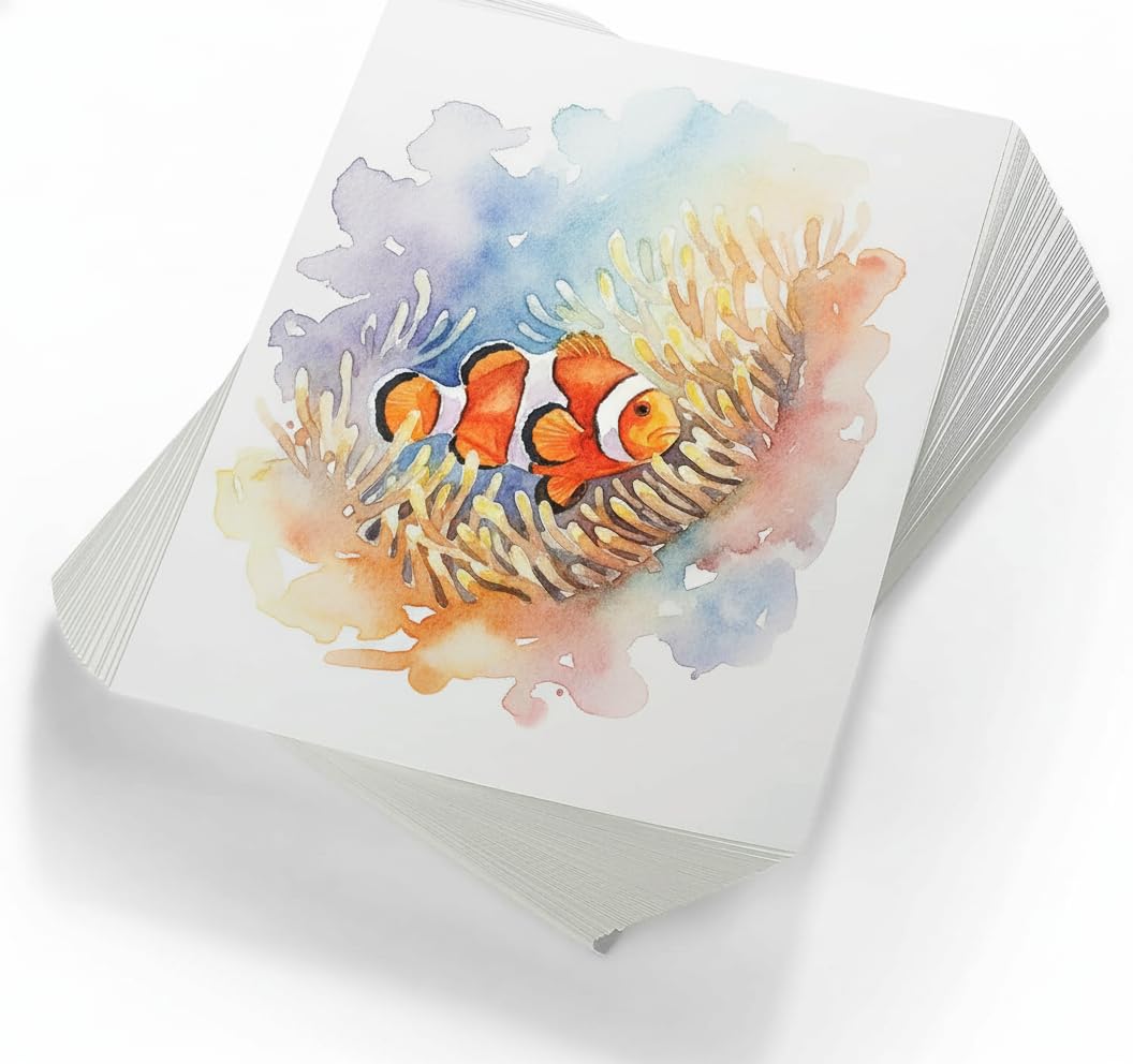 200 Sheets - Premium Watercolor Paper 9"x12" (22.9cm × 30.5 cm) - 220 GSM - Loose White Sheets with a Hint of Grey - Ideal for Water Coloring, Sketching, Drawing, Craft, Art & Mixed Media. Bulk Pack of Paint Paper