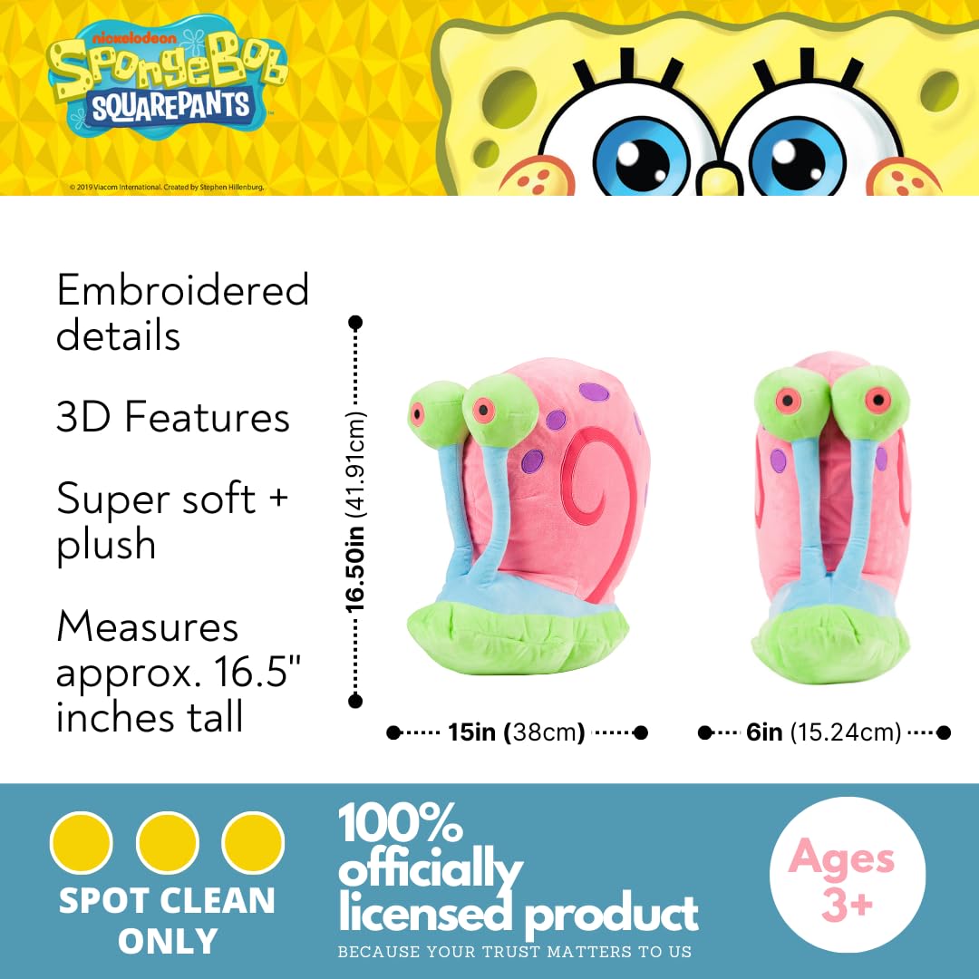 Spongebob Squarepants Gary Plush Cuddly Cuddle Pillow, Super Soft & Cozy, 16.50" Tall, (Officially Licensed Product) by Franco Collectibles