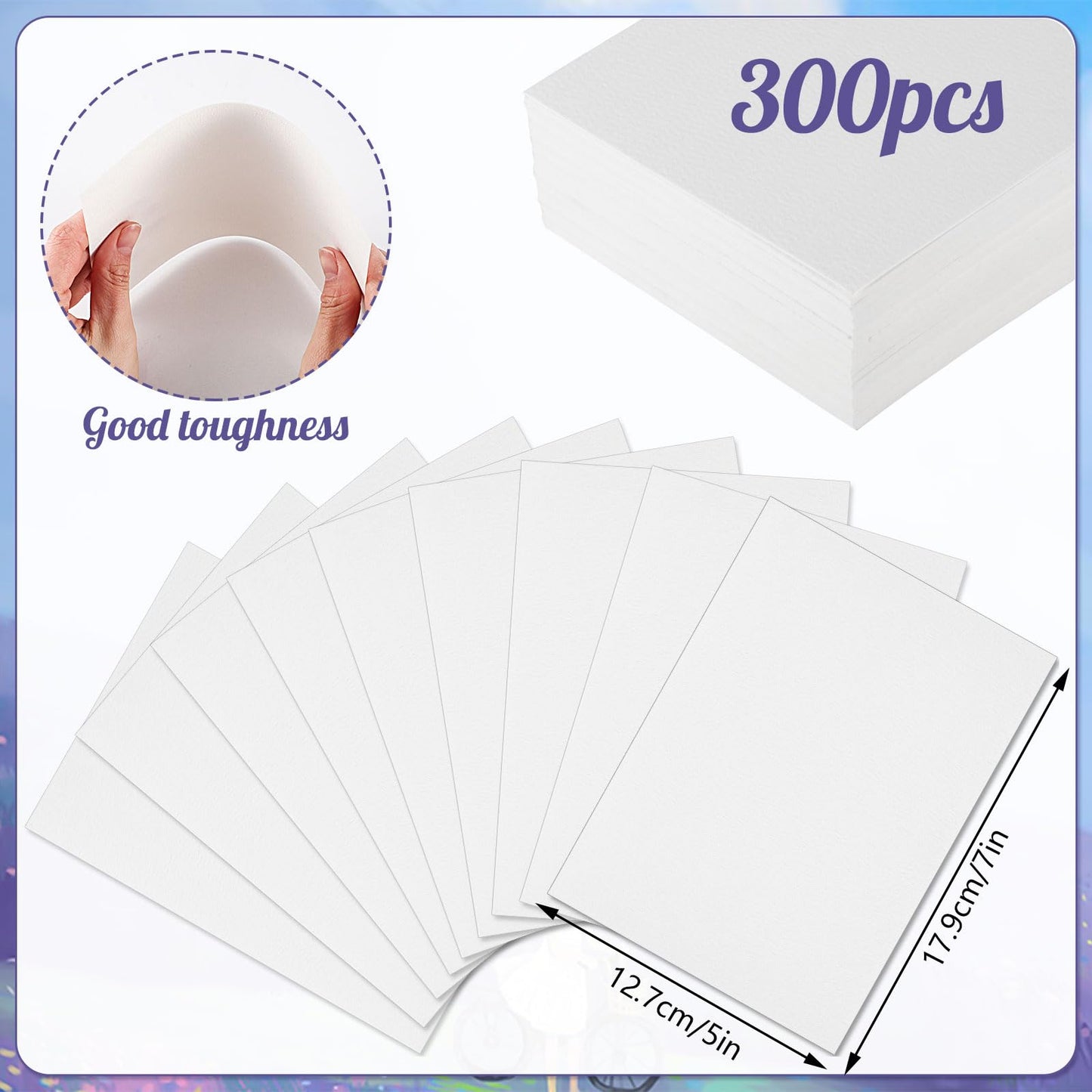300 Sheets Watercolor Paper Bulk, 140 lb/300 GSM Cold Press Paper White Water Color Paper for Kids Child Students Adults Artists Beginners Drawing Gift Cards