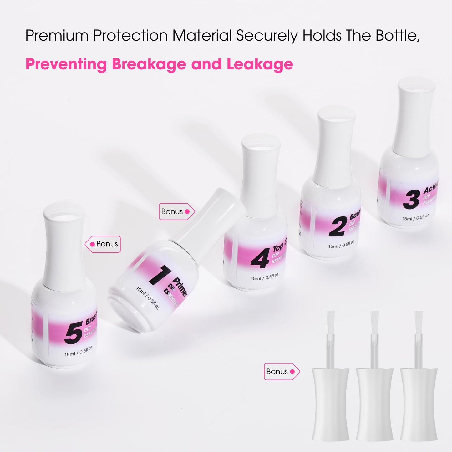 NAGAIA Premuim Nail Dipping System, Dip Essential Liquid Set, All In One Dip Liquid Kit, Home & Salon Nail Dipping Manicure, Air Dry Dip Powder System, Salon Acrylic Nail Alternative, 3 Replaced Brush
