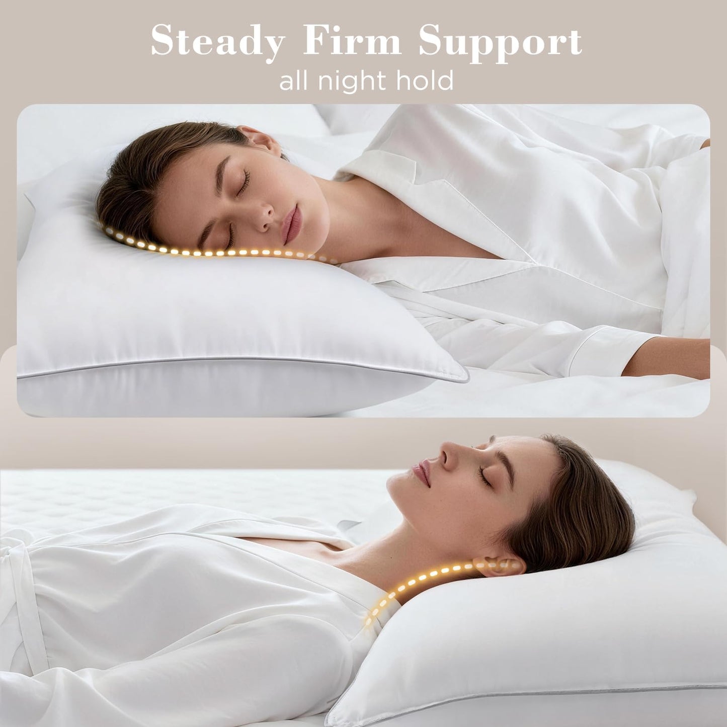 viewstar Bed Pillows Queen/Standard Size Set of 2, Hotel Collection, Down Alternative Firm Pillow for Side, Back or Stomach Sleepers, White