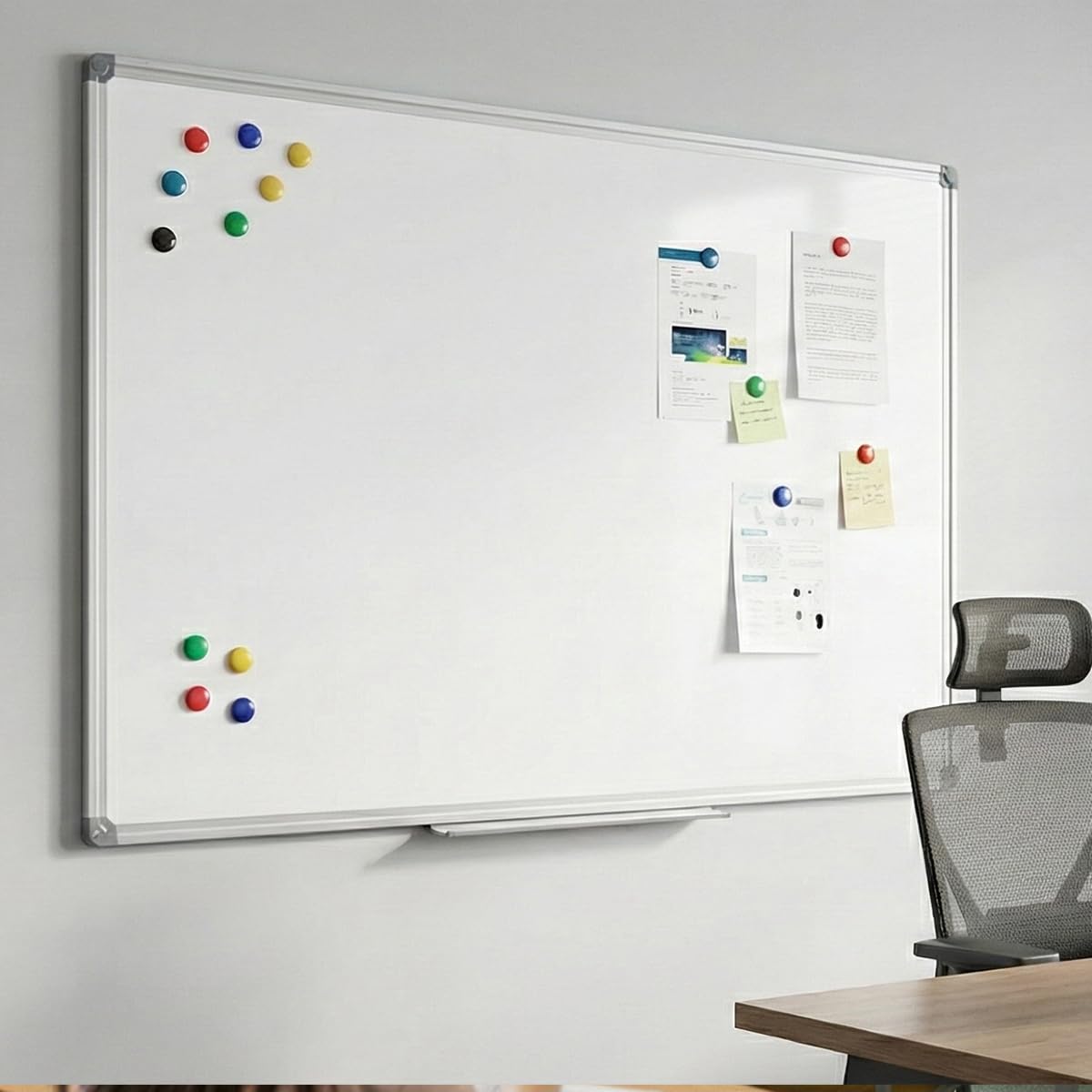 DexBoard 40 x 28 Inch Magnetic Dry Erase Whiteboard - Medium-Large Wall Mounted Writing Board for Home Office & Study - Silver Aluminum Frame with Tray